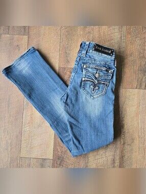 Rock Revival Celine Boot Mid Rise Embroidered Pocket Jeans Size 27
